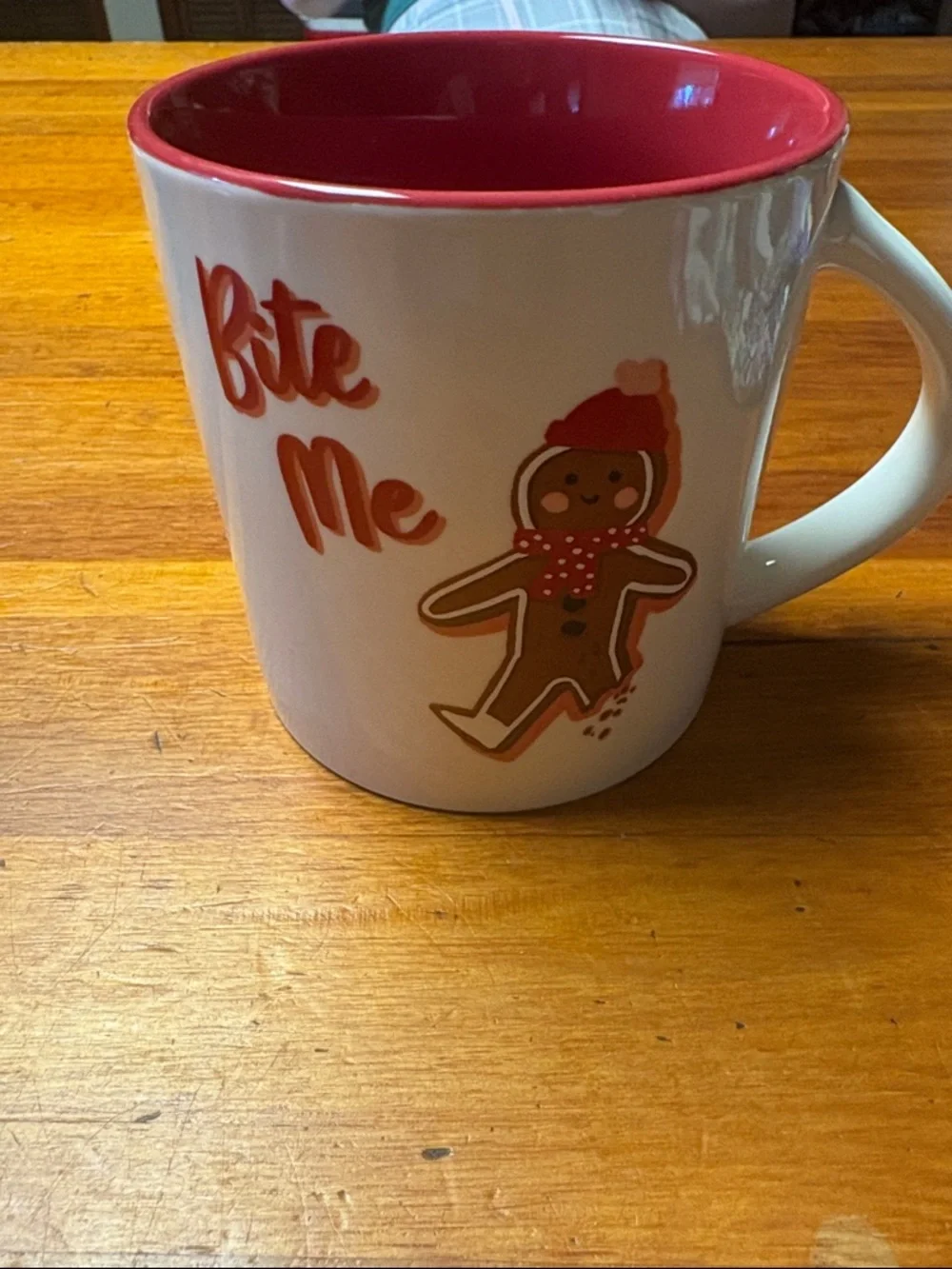 Wondershop White Mug with Red Interior and Gingerbread Graphic